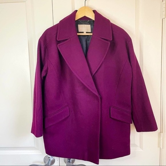 Banana Republic Wool Purple Aubergine Cocoon Coat Jacket Winter XS - Picture 1 of 8